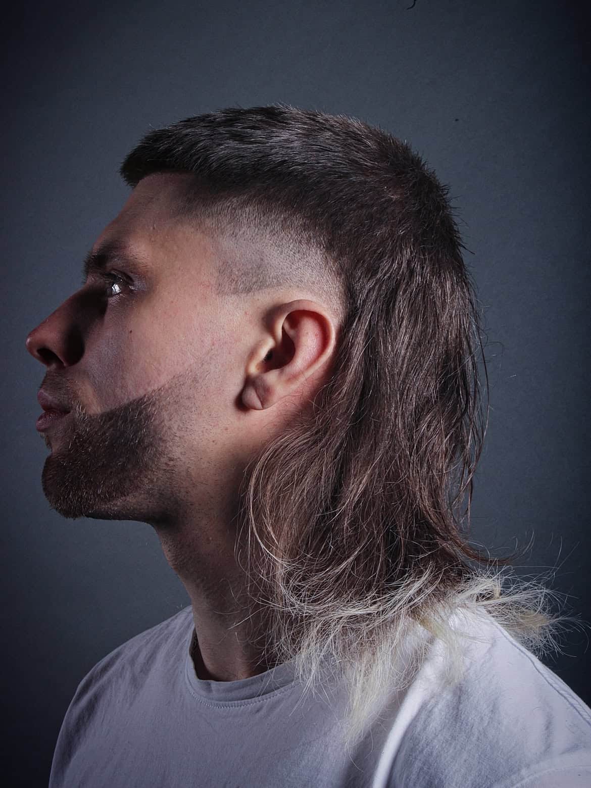 16. High Fade Mullet with Bleached Tail