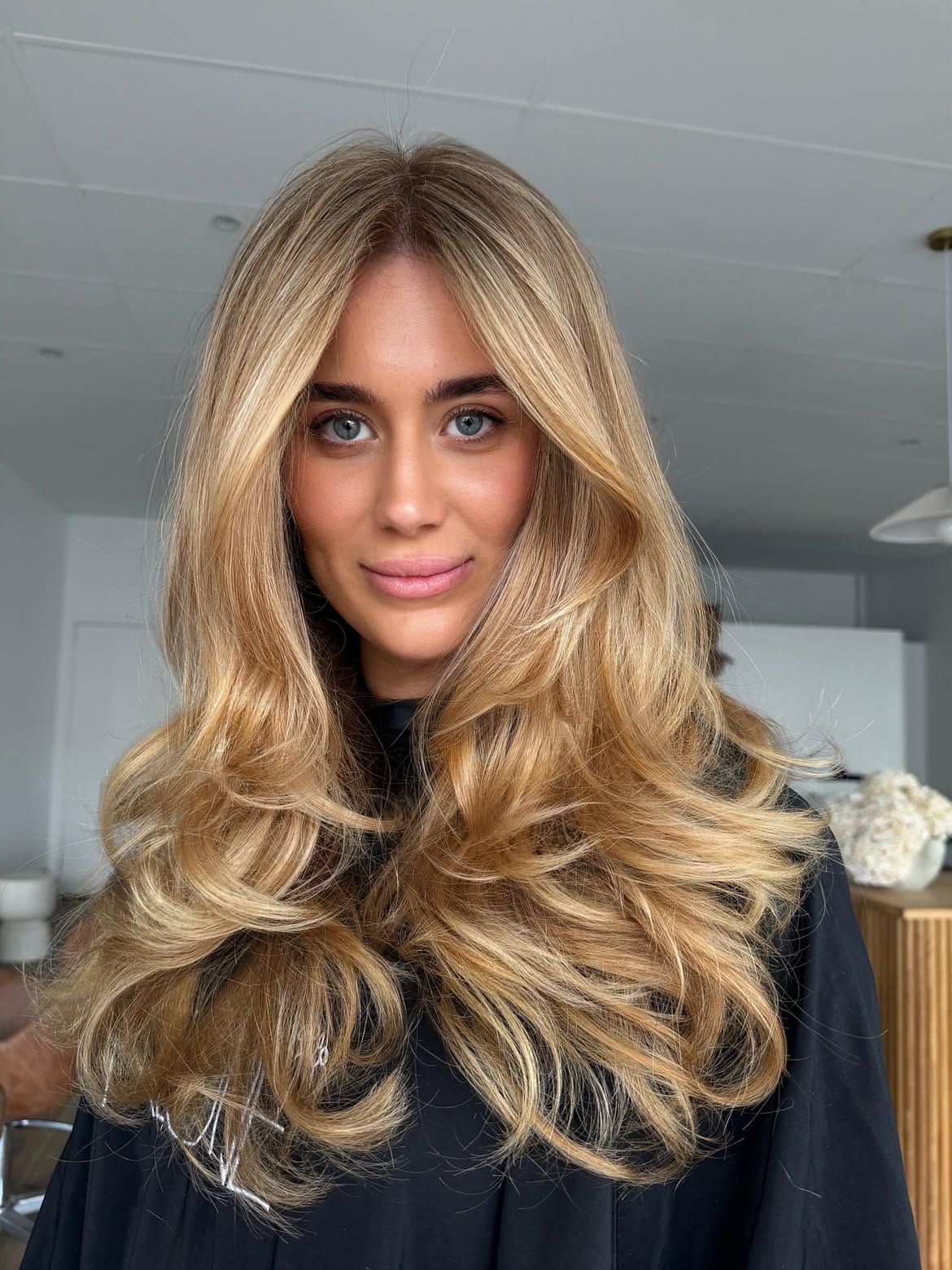 34. Honey Blonde Curtain Layers