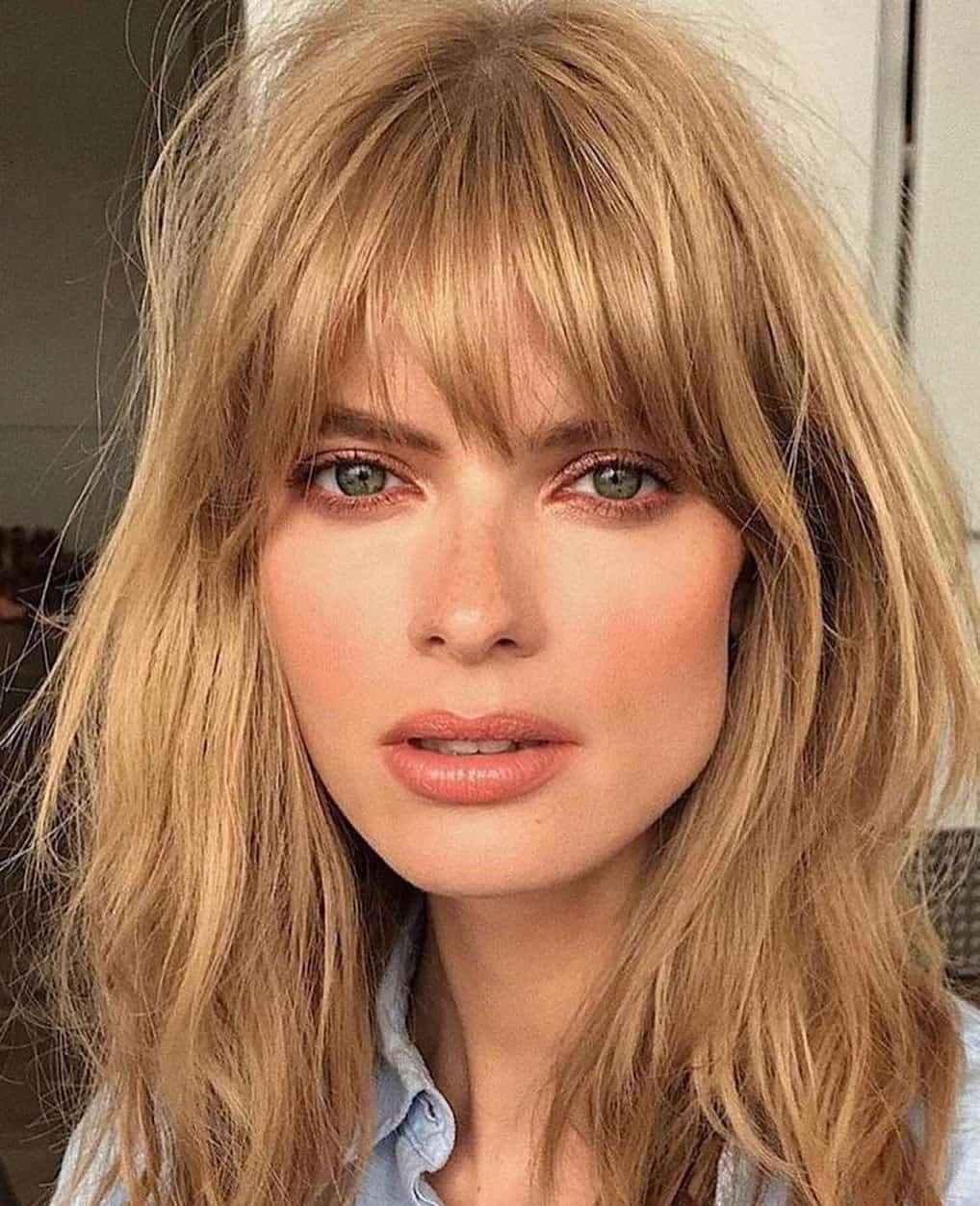 37. Honey Blonde Shag with Bottleneck Fringe