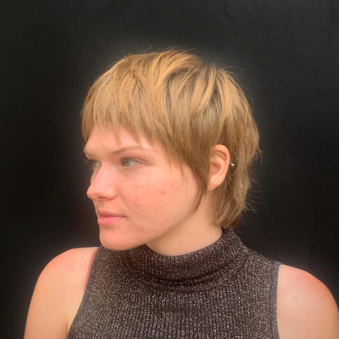 21. Honey Blonde Soft Shag Pixie Mullet