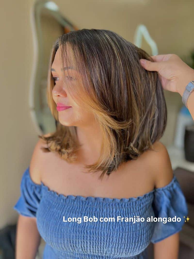 49. Honey-Streaked Lob with Extended Fringe