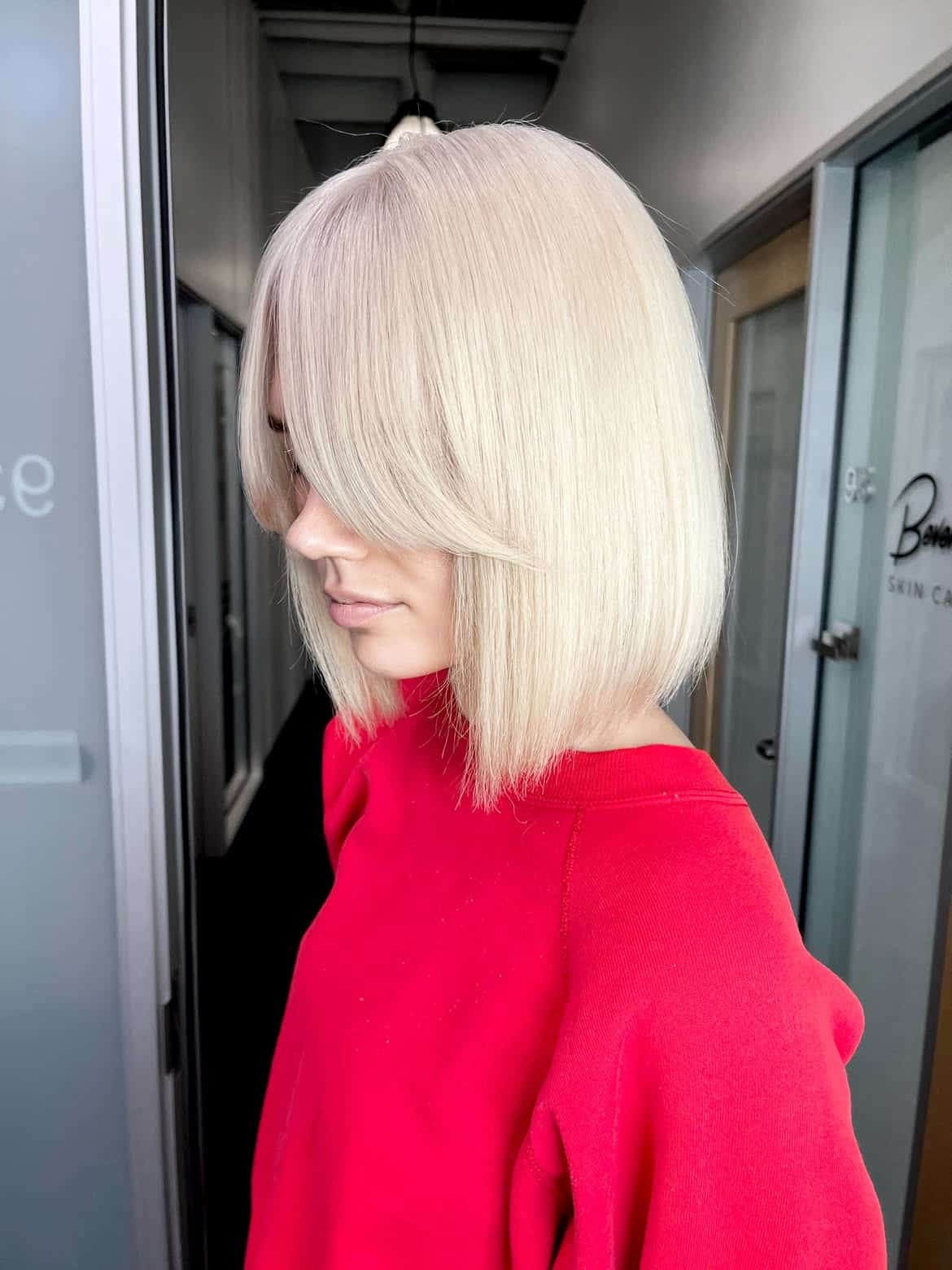 12. Icy Bob with Curtain Bangs