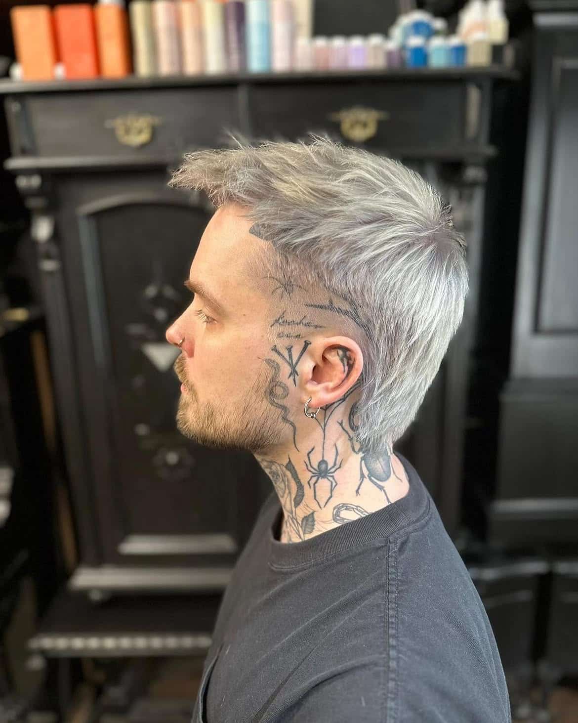 13. Icy Textured Mini Mullet with Tapered Sides
