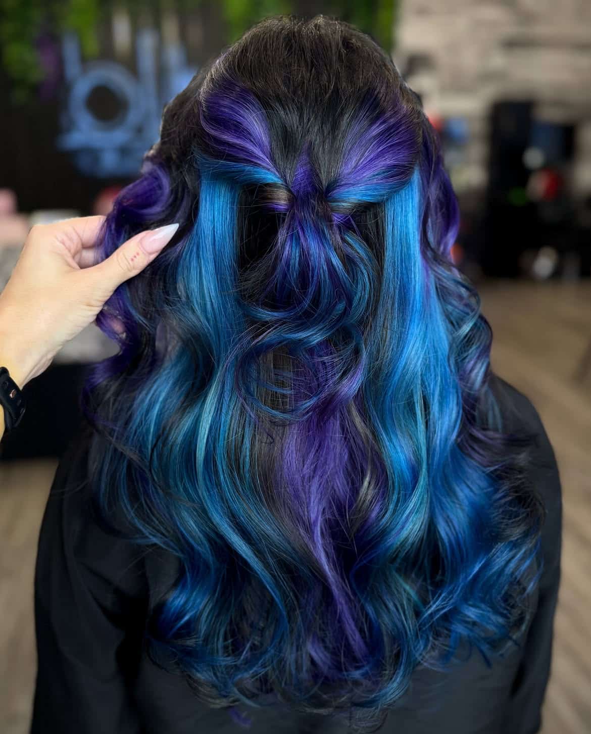 8. Indigo Mermaid Half-Up Waves