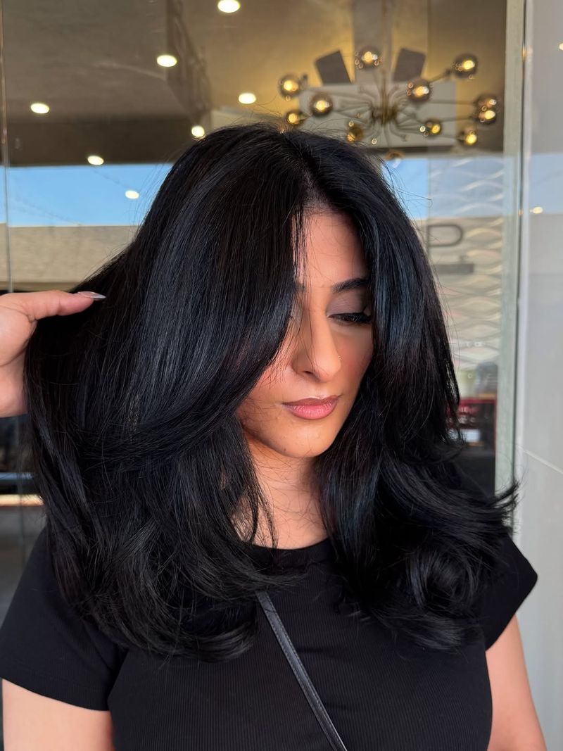 9. Jet Black Blowout with Long Layers