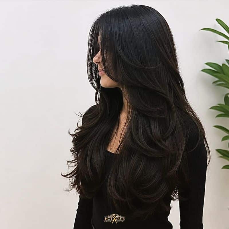 42. Jet Black Feathered Layers