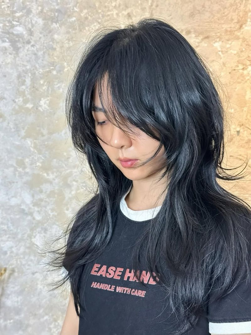 34. Jet Black Layers with Heavy Fringe