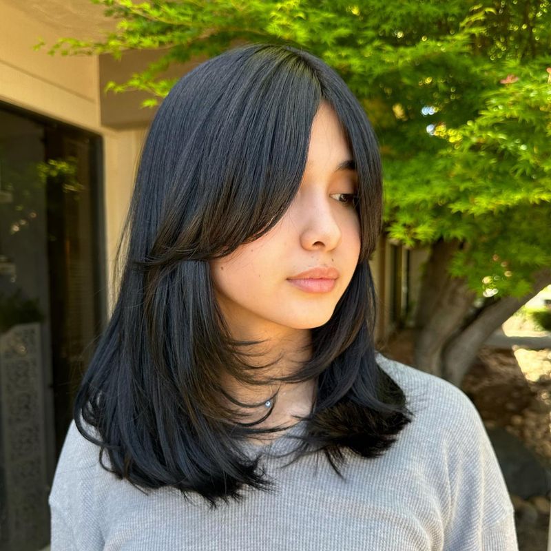 14. Jet Black Shaggy Layers