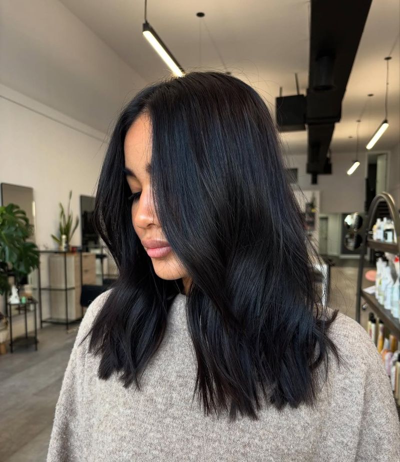 15. Jet-Black Textured Lob