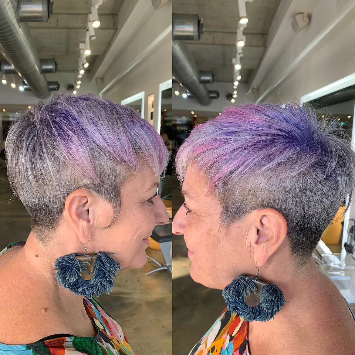 25. Lavender-Pink Tapered Pixie with Silver Sides