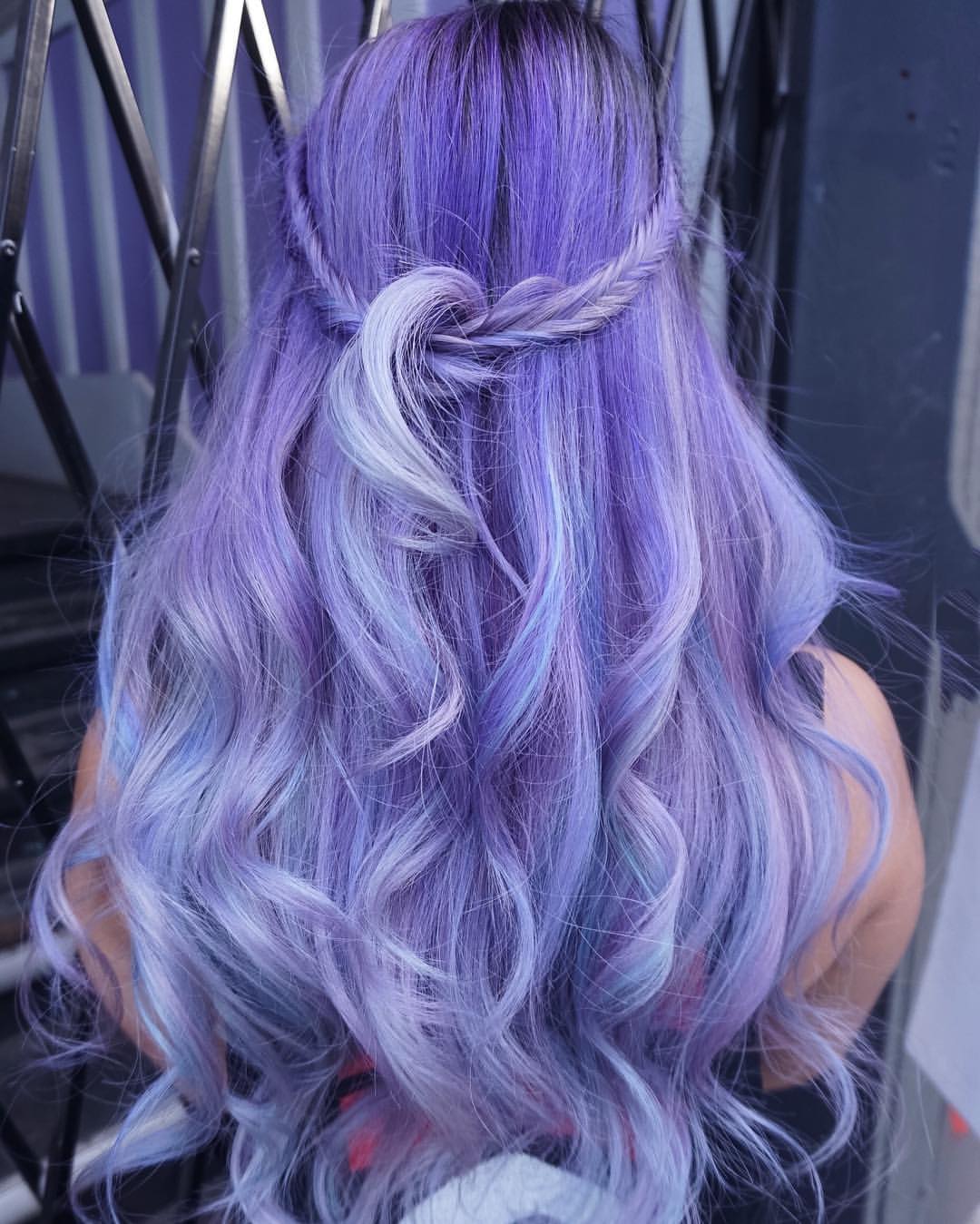 16. Lavender Waterfall Half-Up Braid