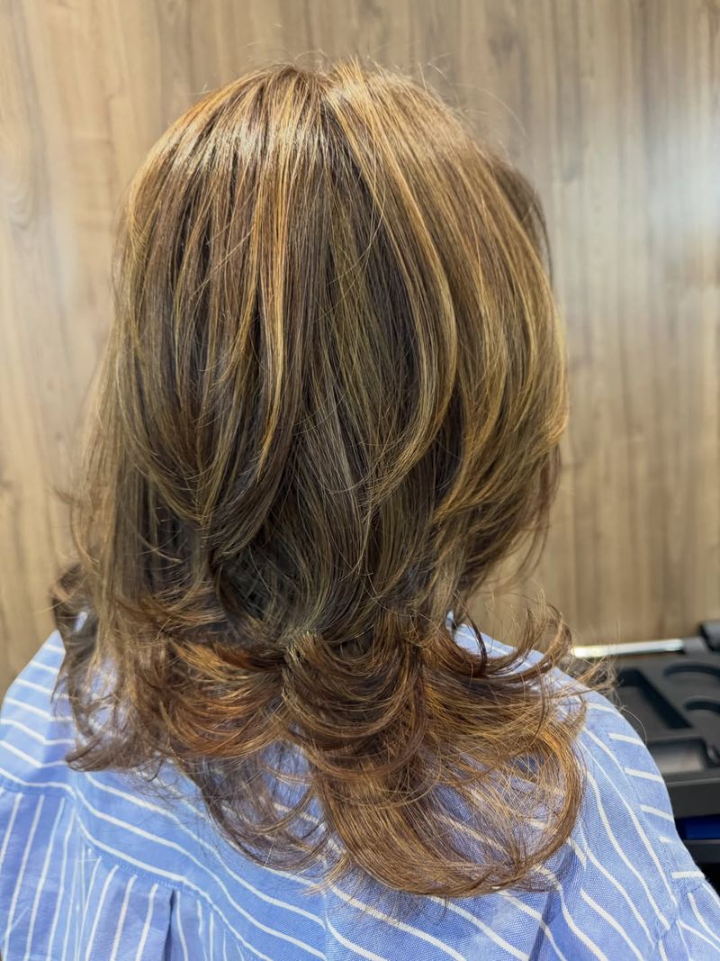 56. Layered Medium Brown with Caramel Highlights