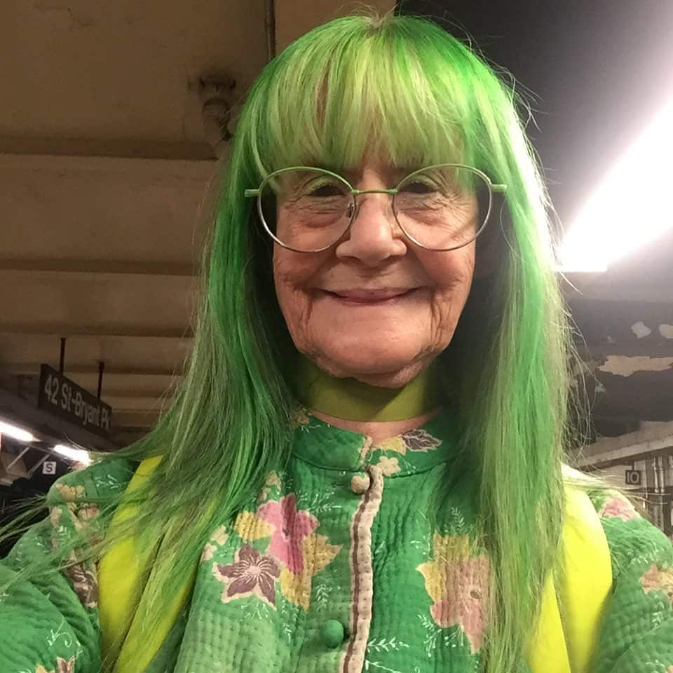 3. Lime Green Layers with Soft Full Bangs