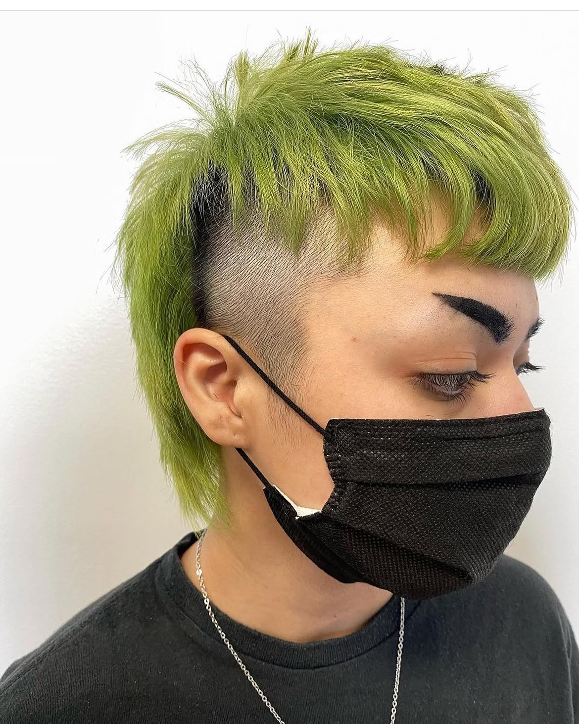 23. Lime Green Undercut Pixie Mullet