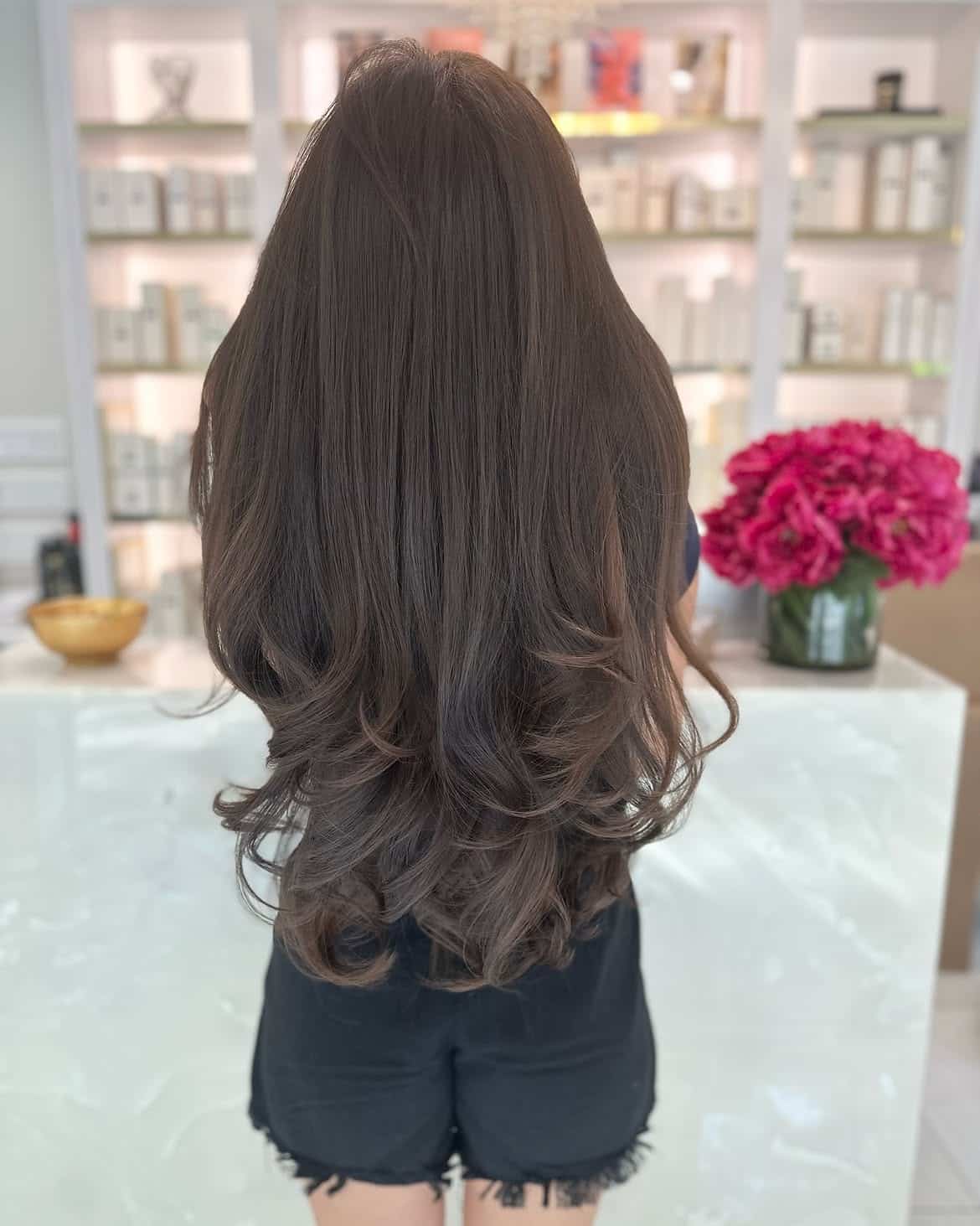 34. Long Brunette Layers with Flipped Ends