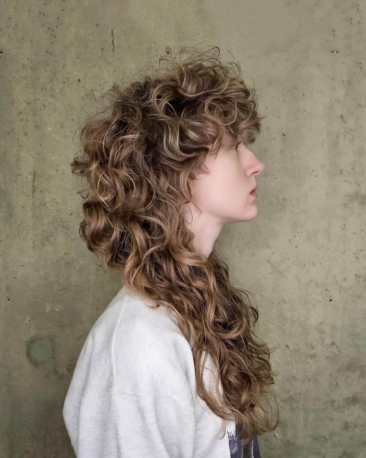 17. Long Curly Mullet with Heavy Fringe
