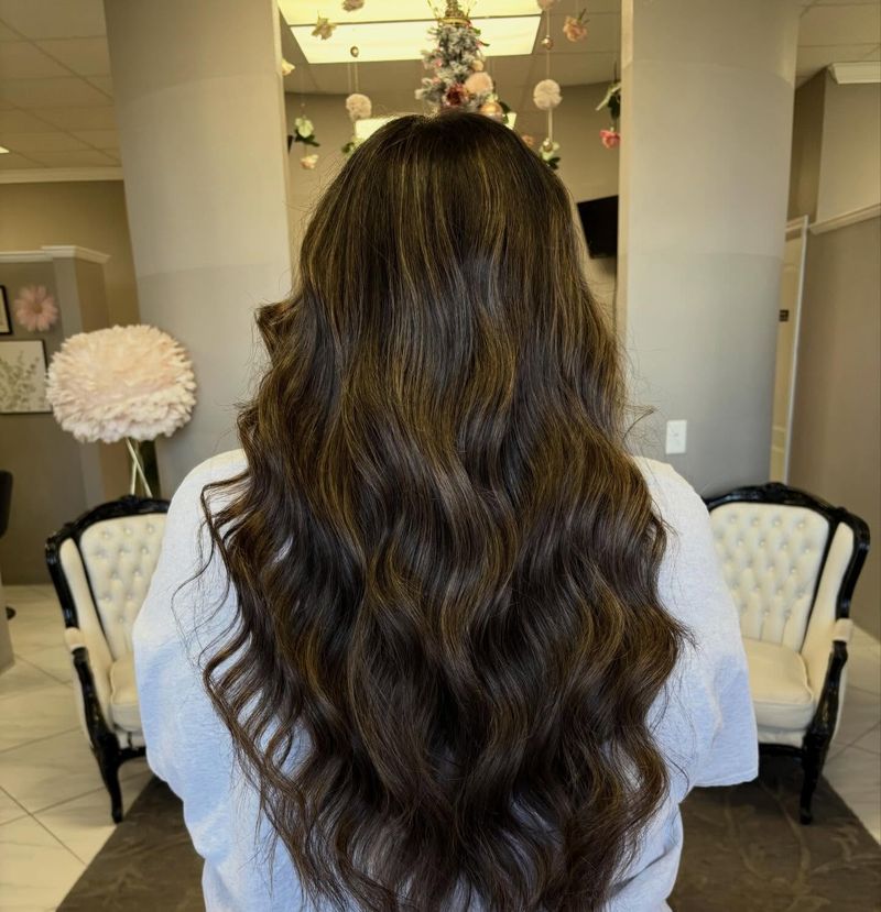 23. Long Espresso Waves with Subtle Highlights