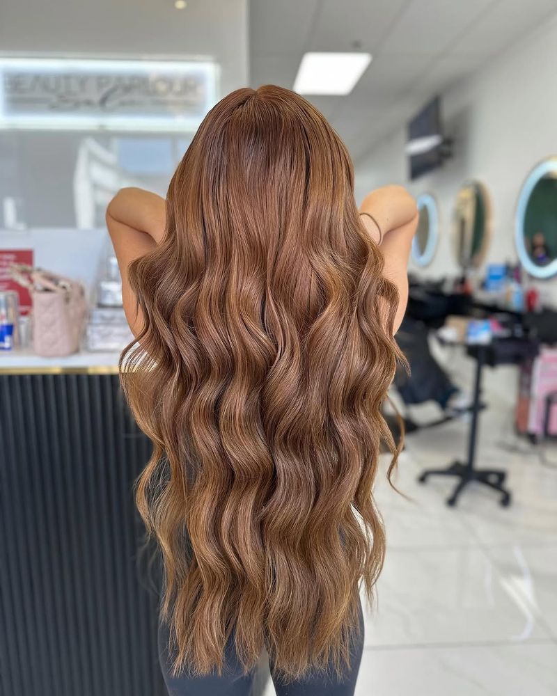 40. Long Sun-Kissed Chestnut Waves