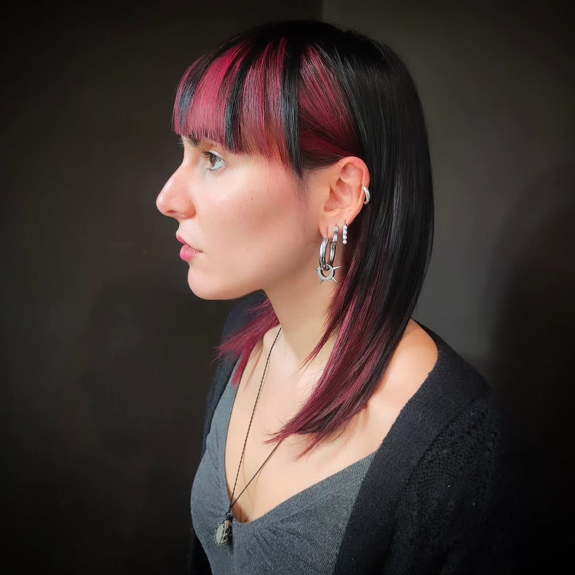18. Magenta Streak Long Mullet