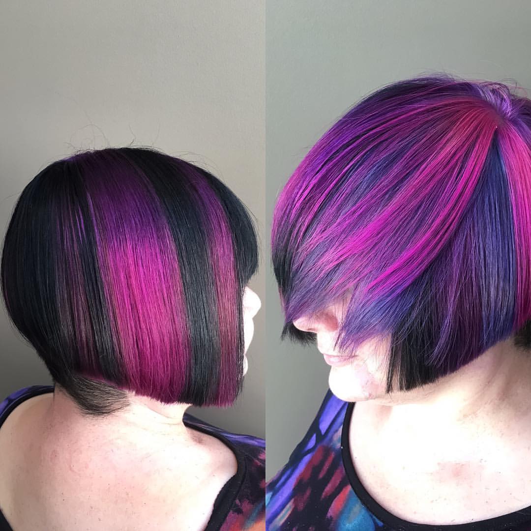 12. Magenta and Violet Paneled Bob