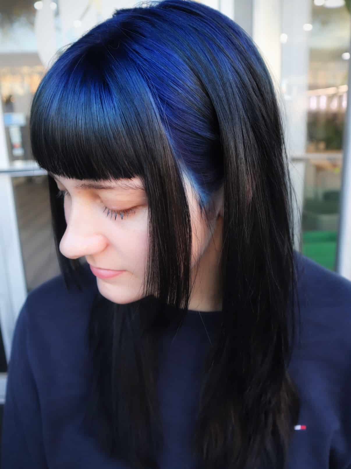 17. Midnight Sapphire Roots with Blunt Fringe