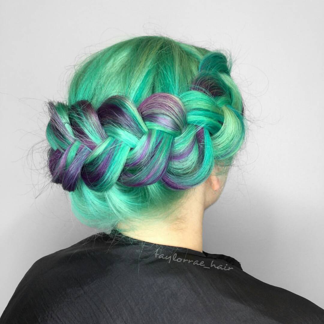 25. Mint and Violet Halo Braid