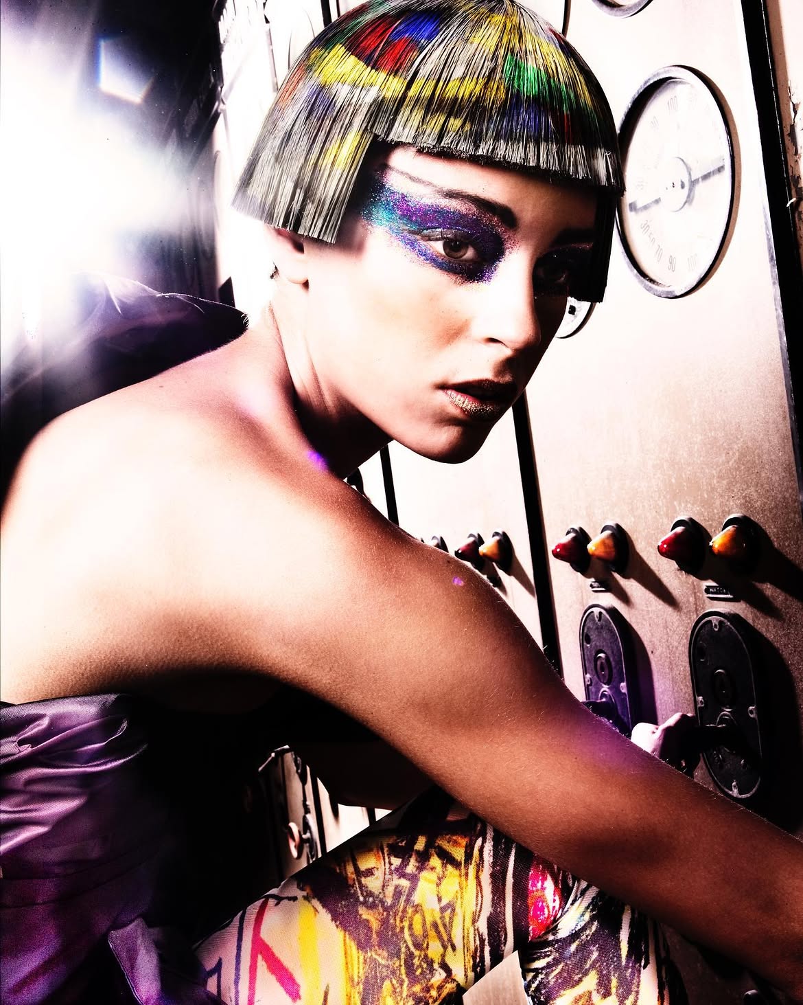 5. Multicolored Pop with a Sharp Fringe