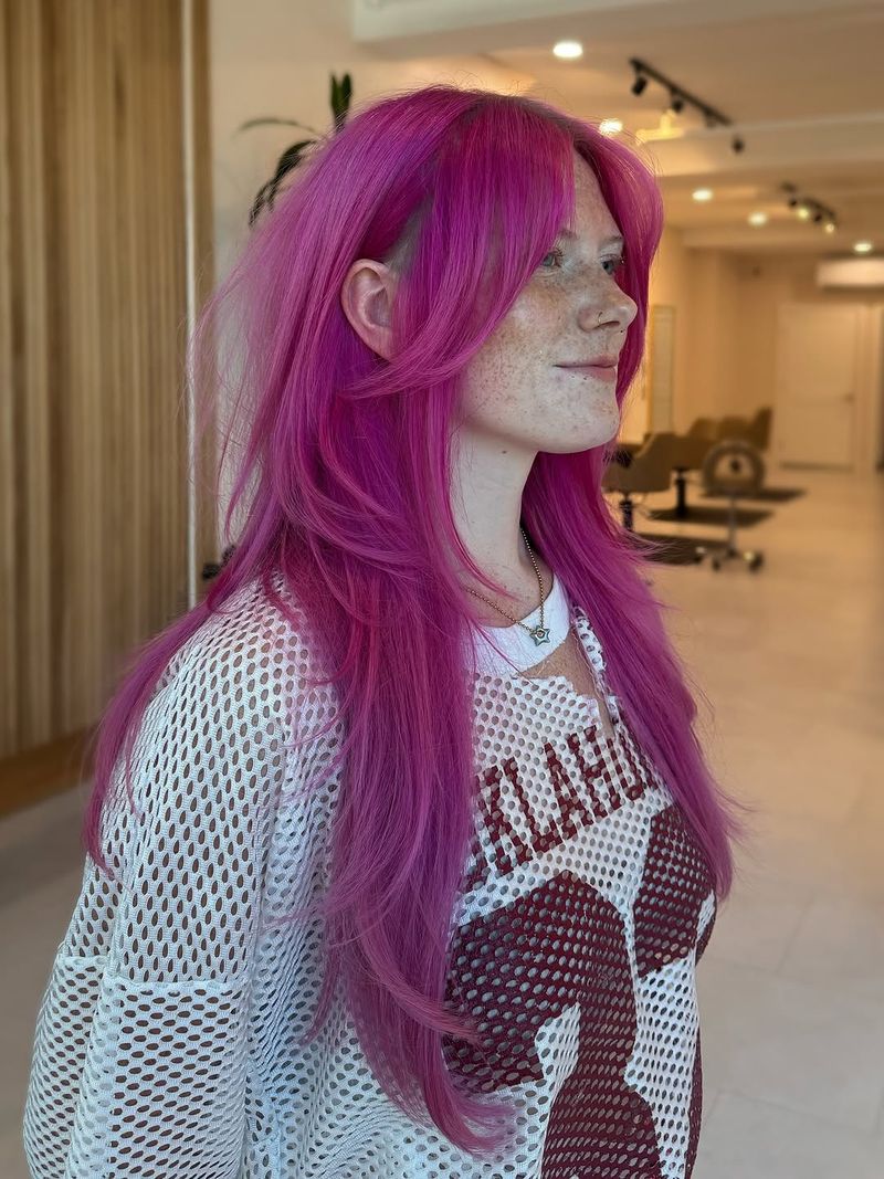 17. Neon Magenta with Curtain Bangs