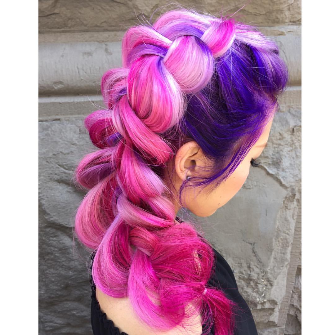 35. Neon Pink and Purple Pull-Through Braid