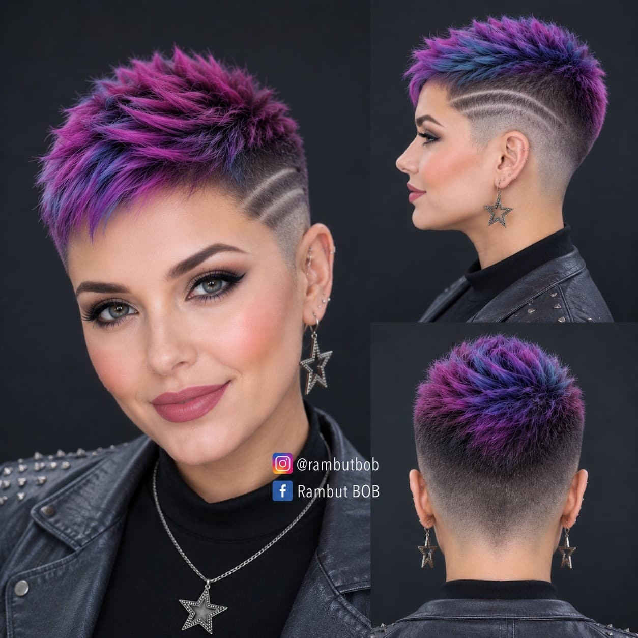 11. Neon Punk Pixie with Shaved Racing Stripes