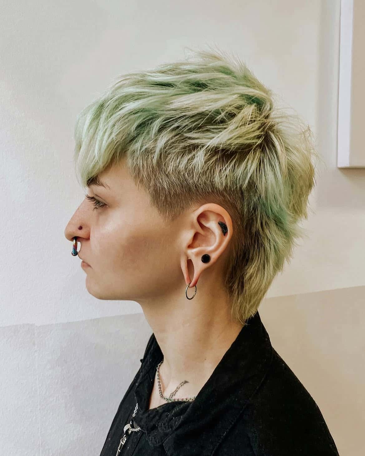 7. Pastel Green Undercut Mullet