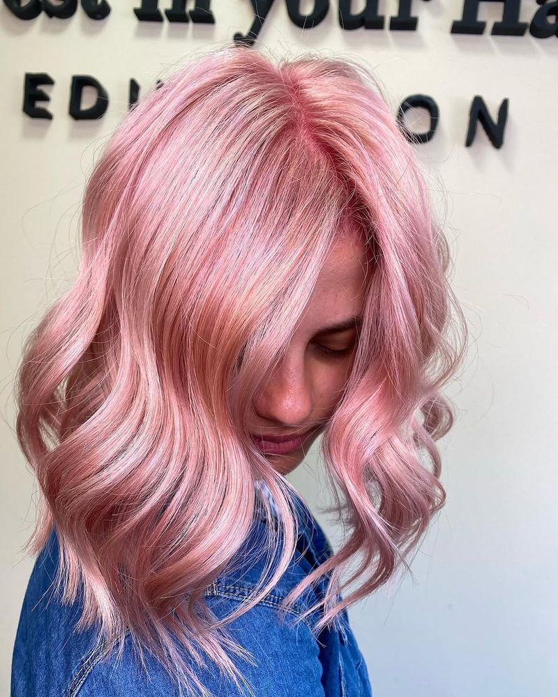 58. Pastel Rose Lob with Soft Waves