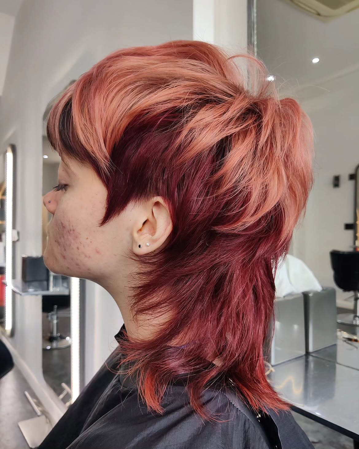 25. Peach and Merlot Shag Mullet