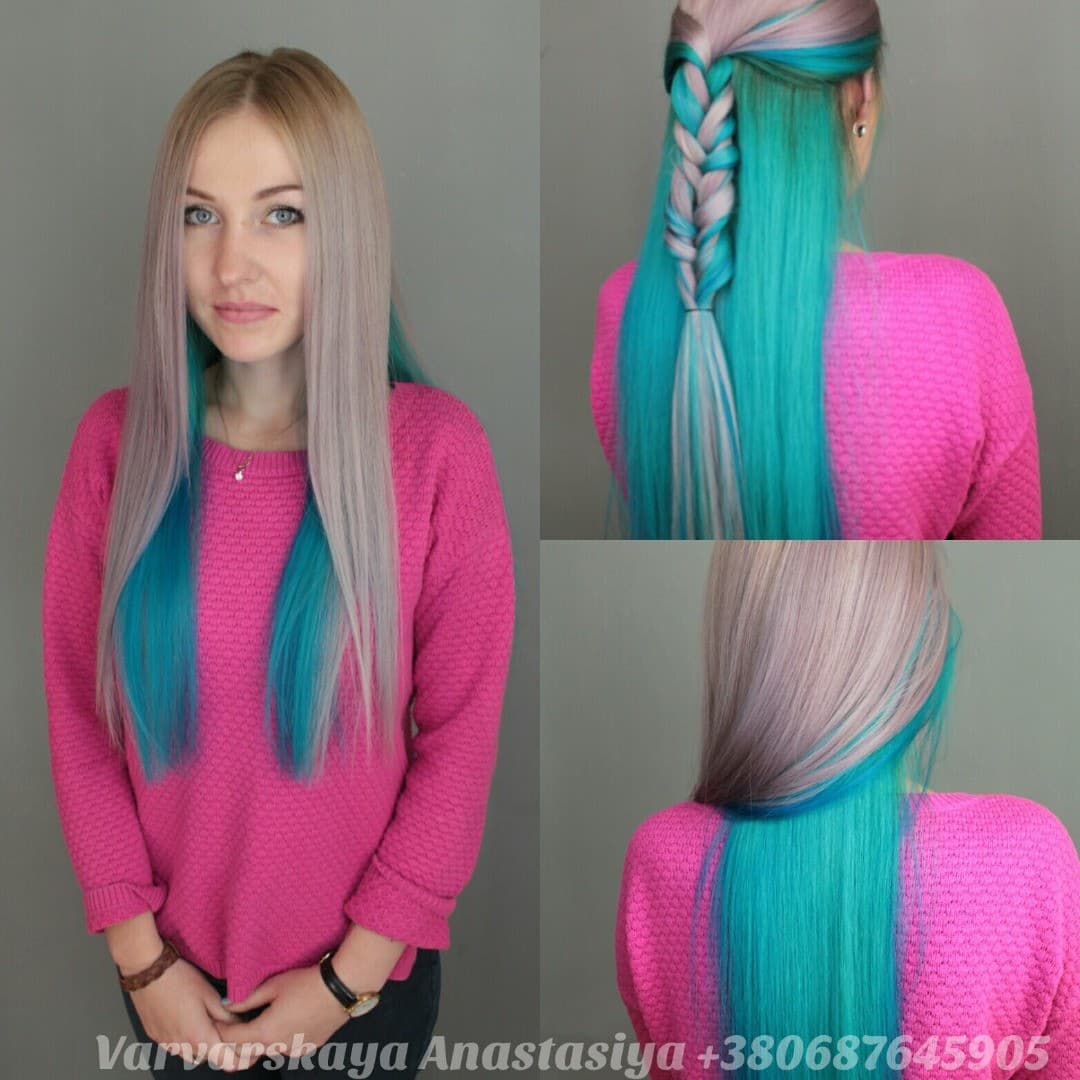 33. Peekaboo Aqua Layers Under Ash Blonde