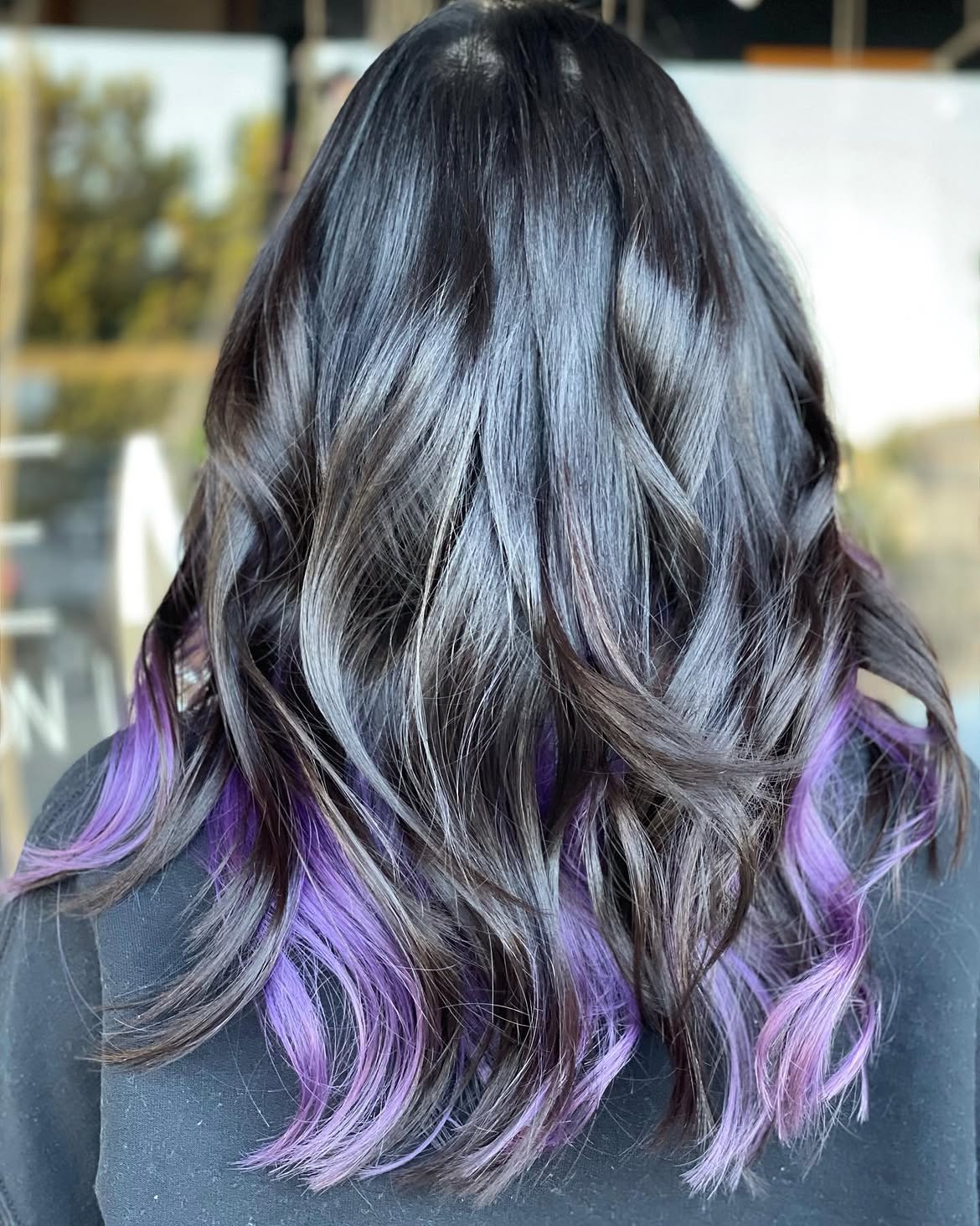 23. Peekaboo Lavender Tips on Dark Waves