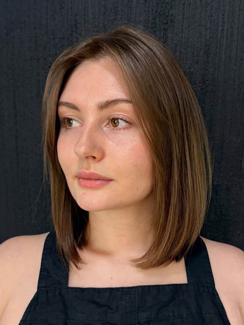 67. Polished Chestnut Lob with Curtain Layers