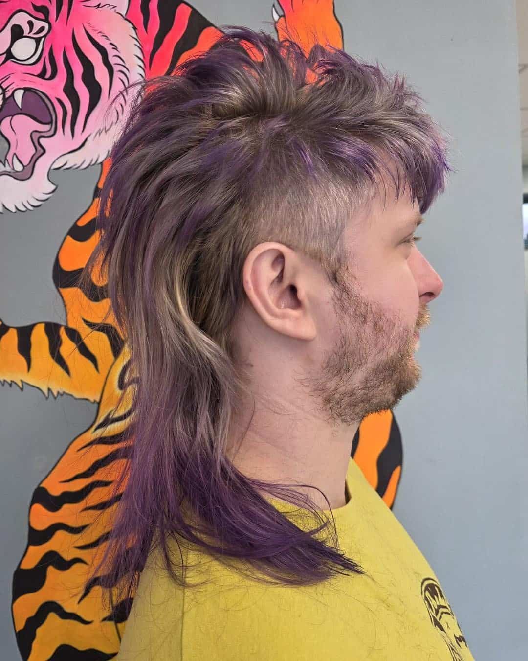 4. Purple-Tipped Long Mullet with Undercut Sides