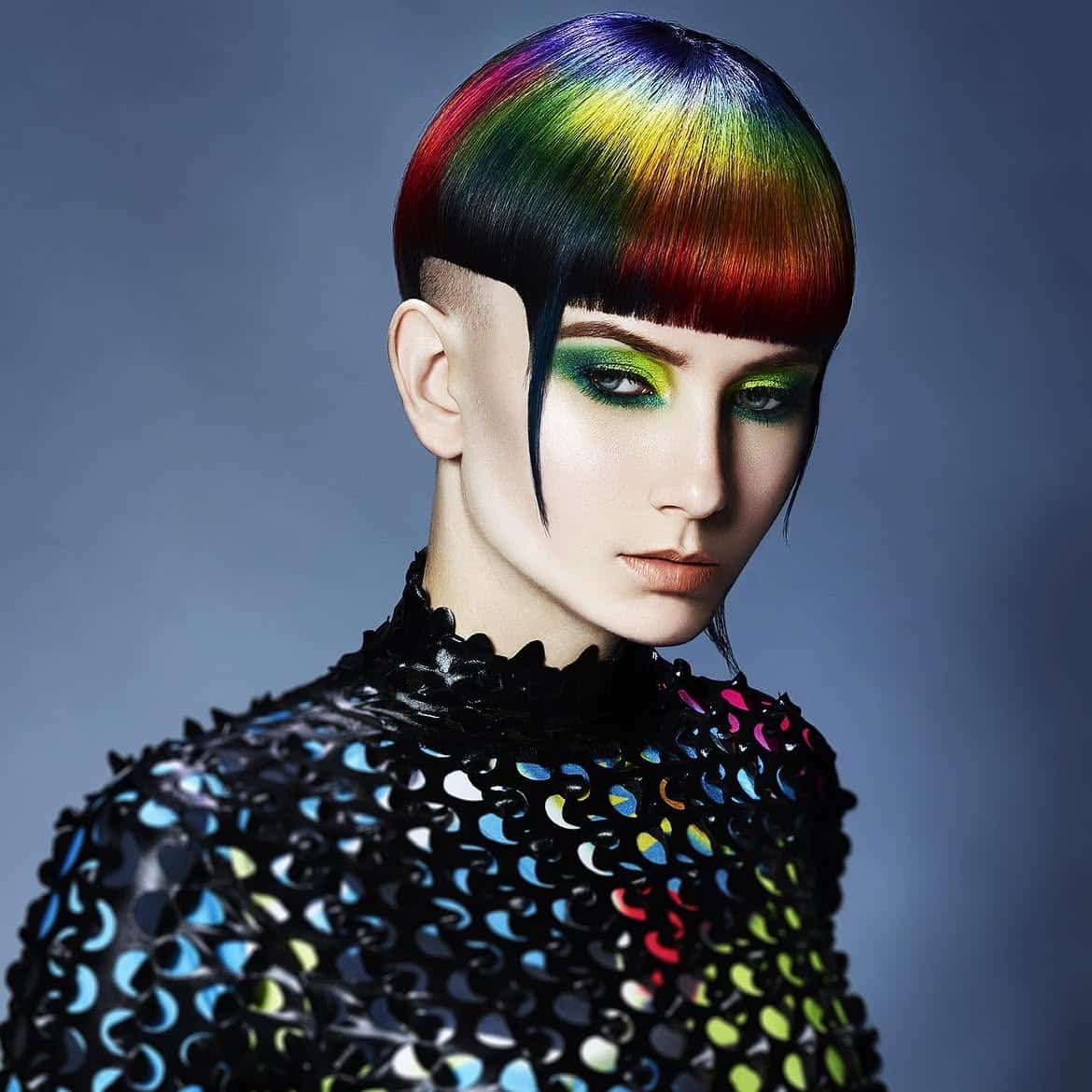 42. Rainbow Blunt Bob with Undercut