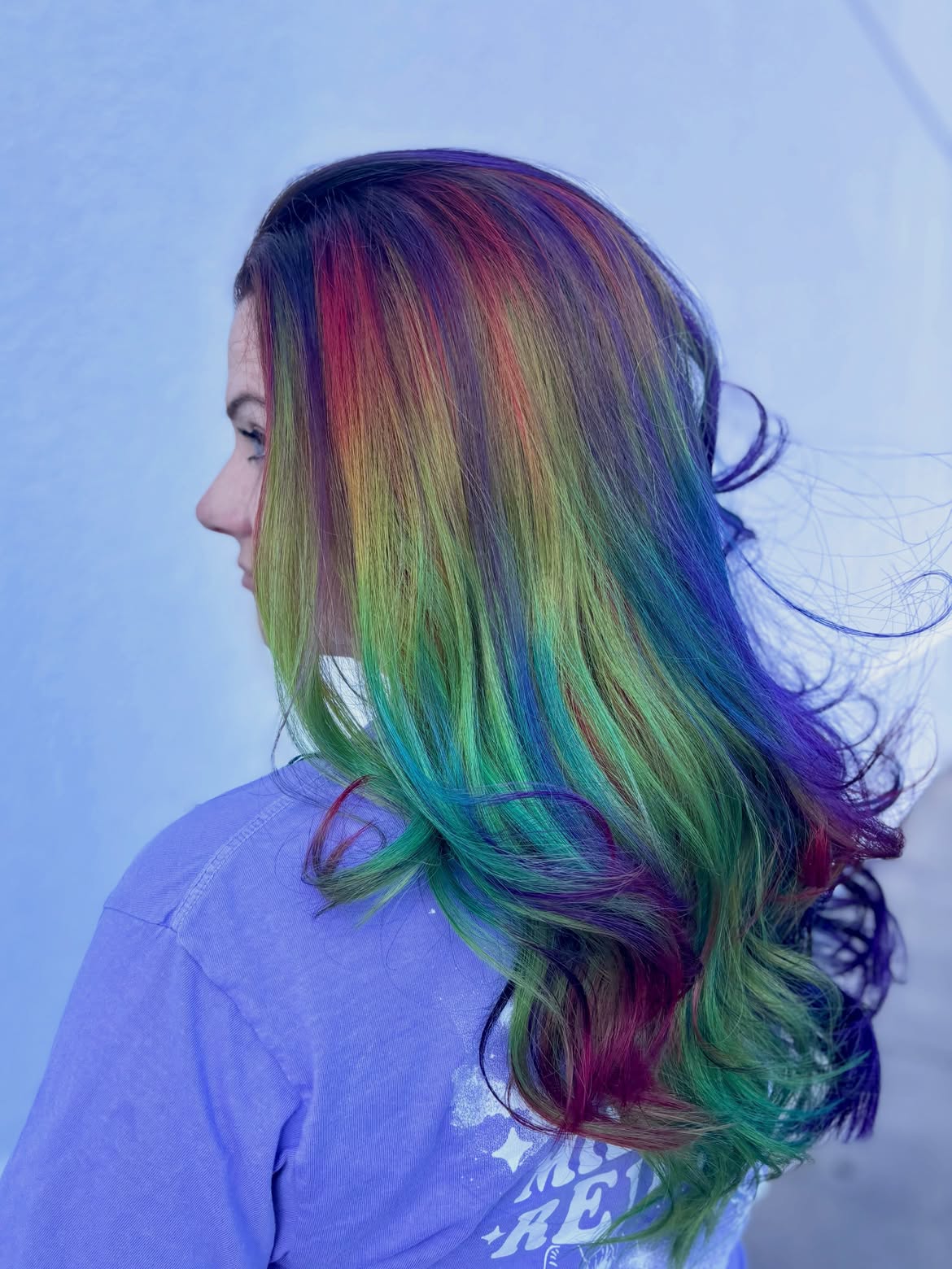 31. Rainbow Mermaid Ribbons on Dark Brunette Hair