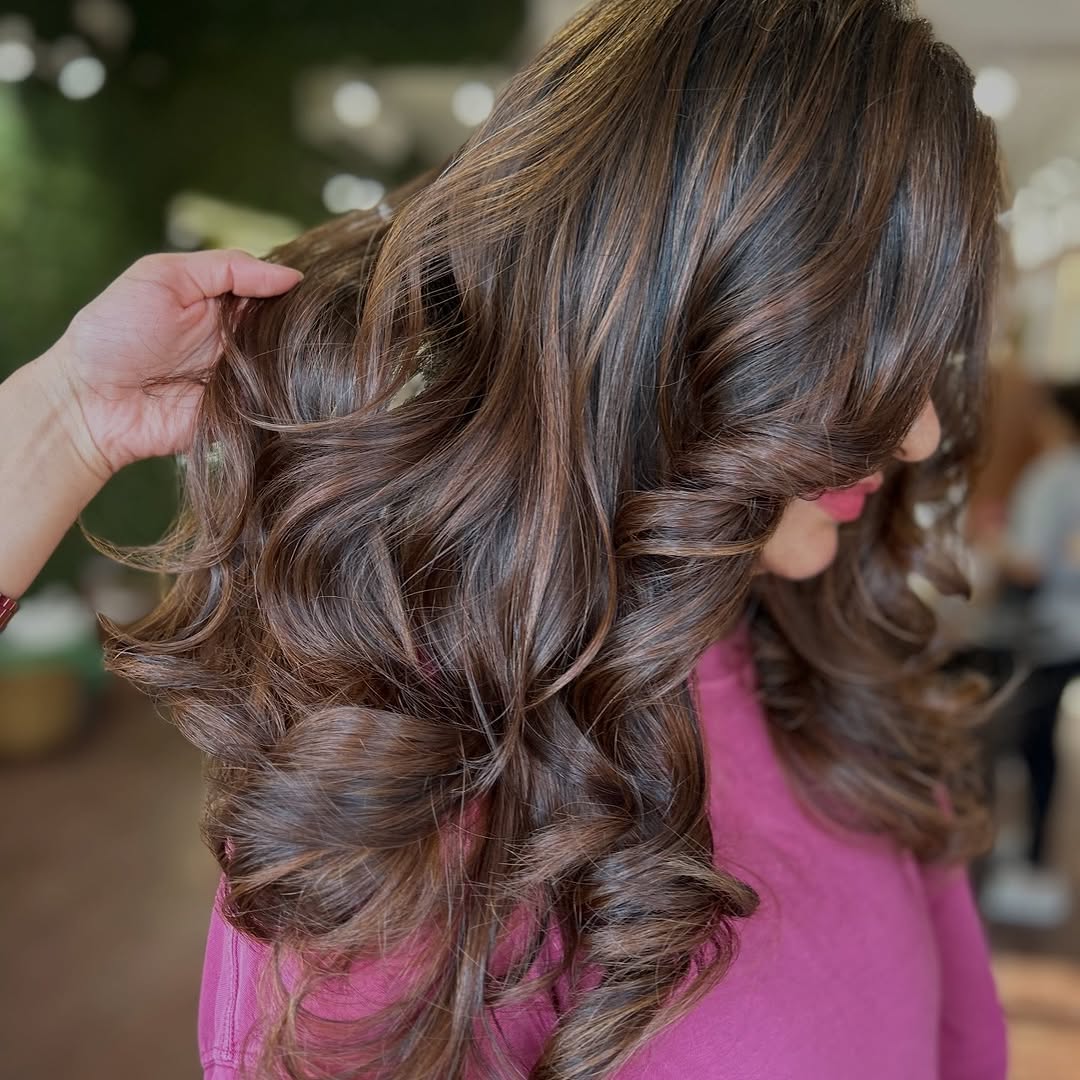 33. Rich Espresso Waves with Caramel Highlights