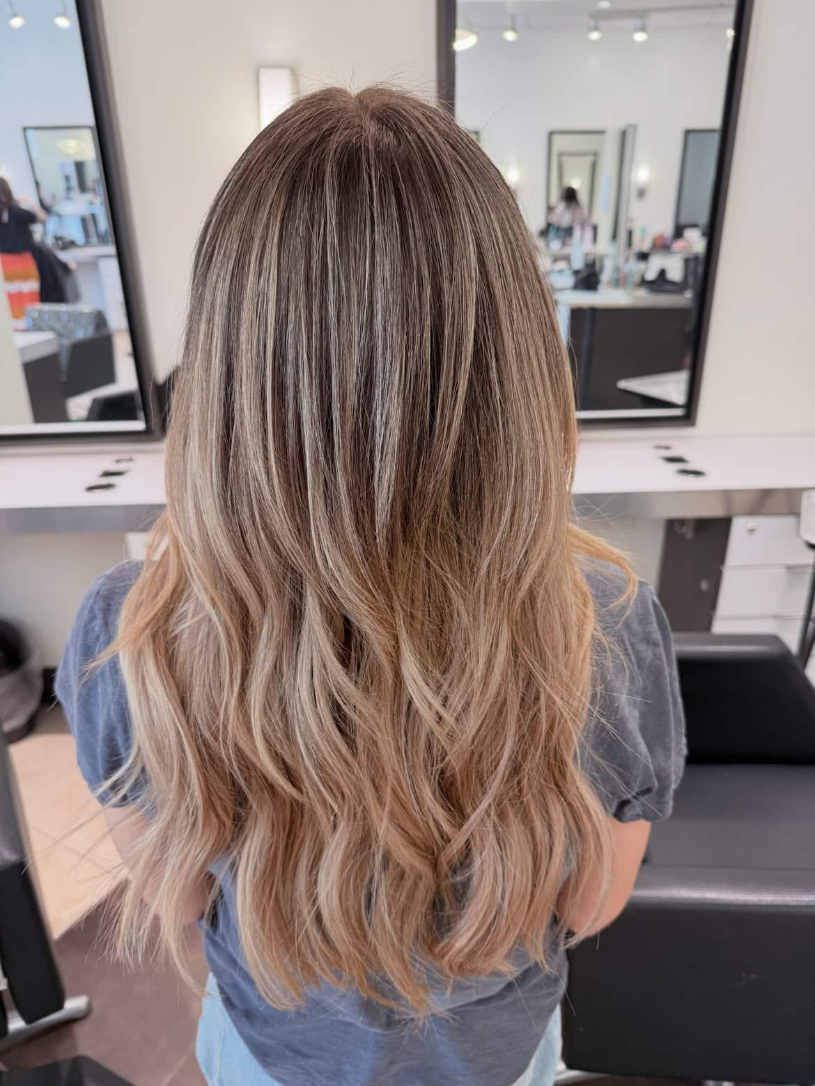 21. Rooted Bronde Balayage with Soft Long Layers