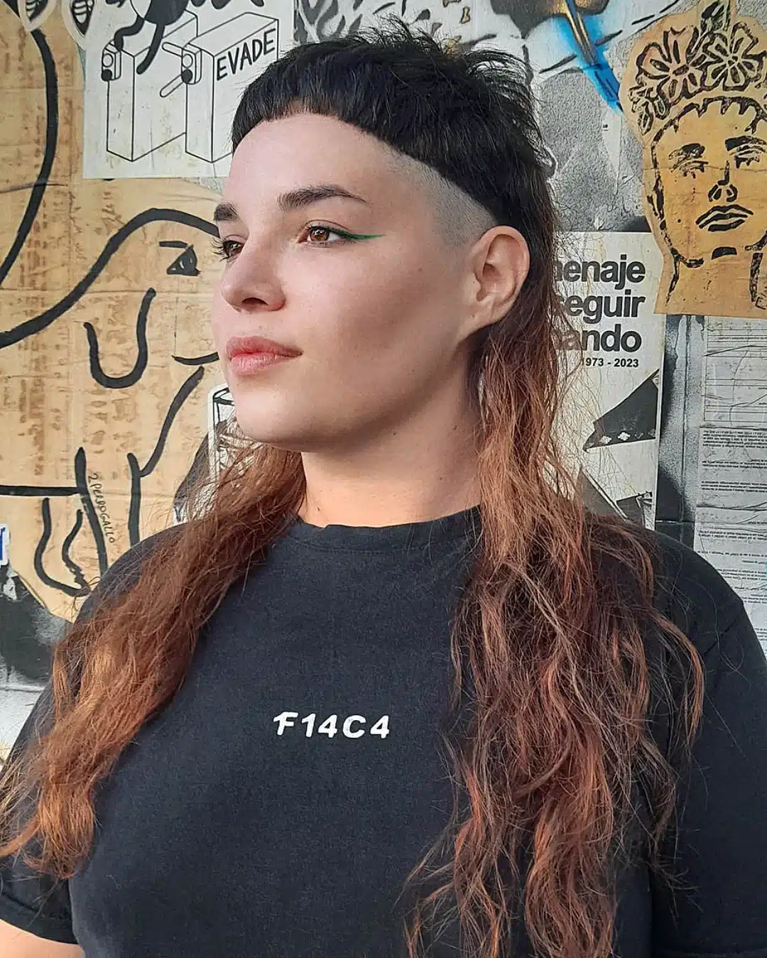 11. Shaved-Side Mullet with Micro Bangs and Copper Length