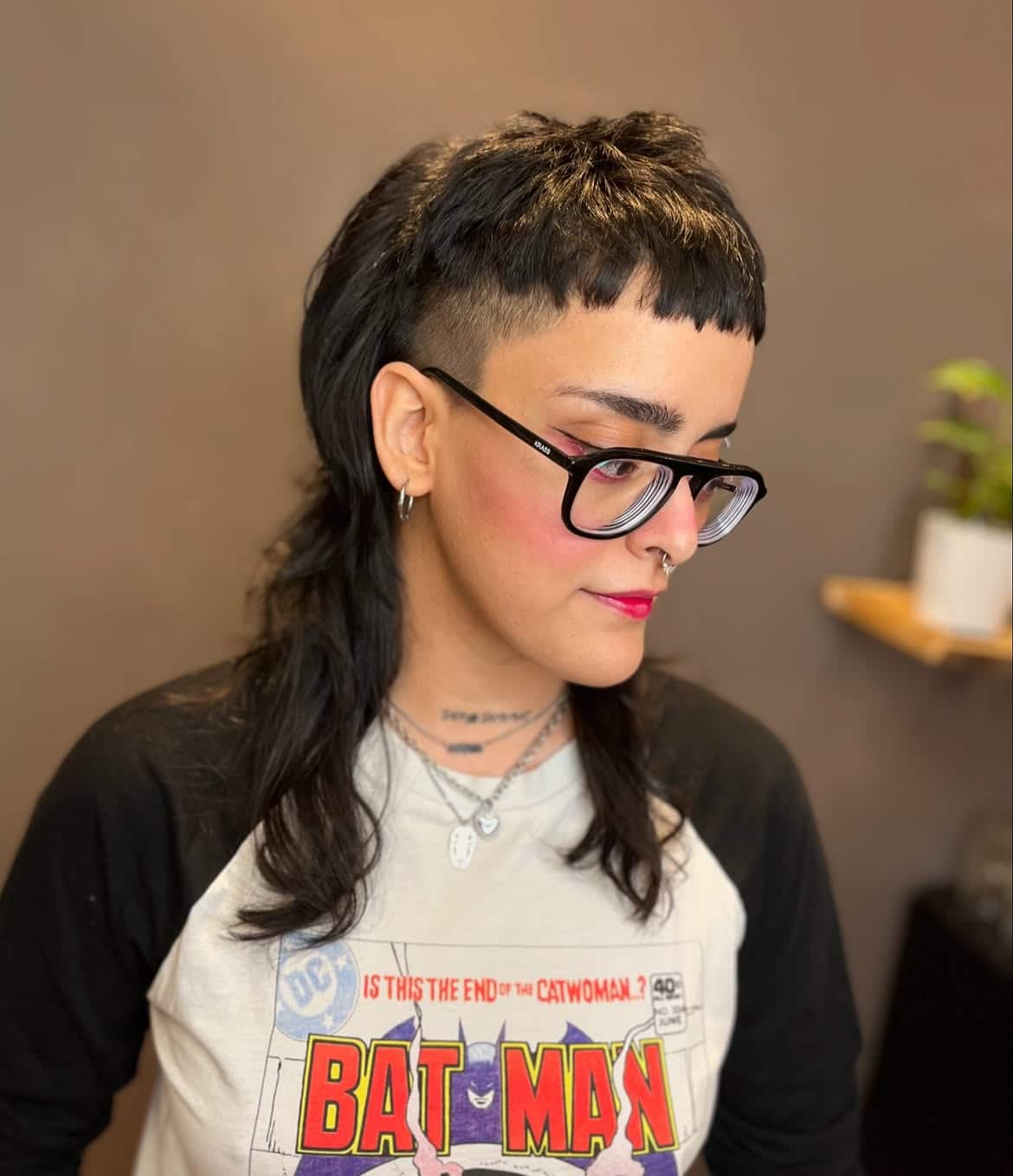 31. Shaved Sides Shaggy Mullet with Micro Bangs