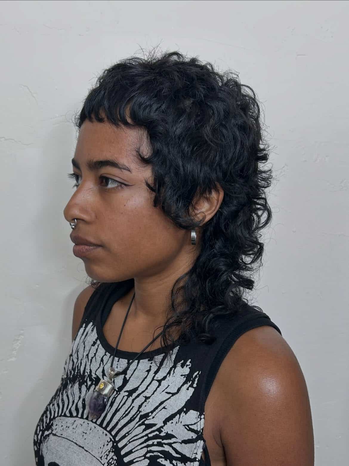 22. Short Curly Fringe Mullet