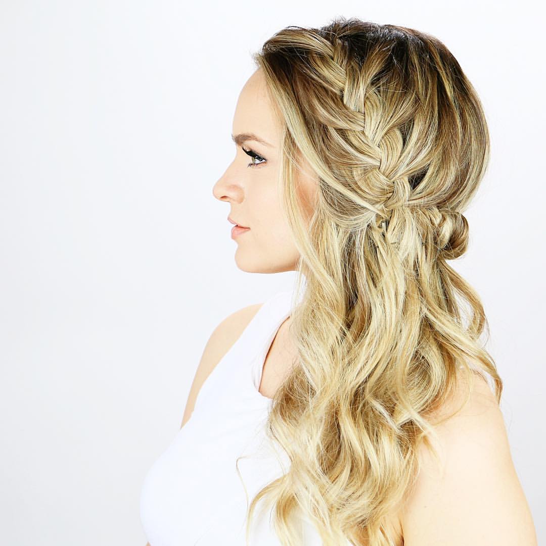 42. Side-Braided Half-Up Waves