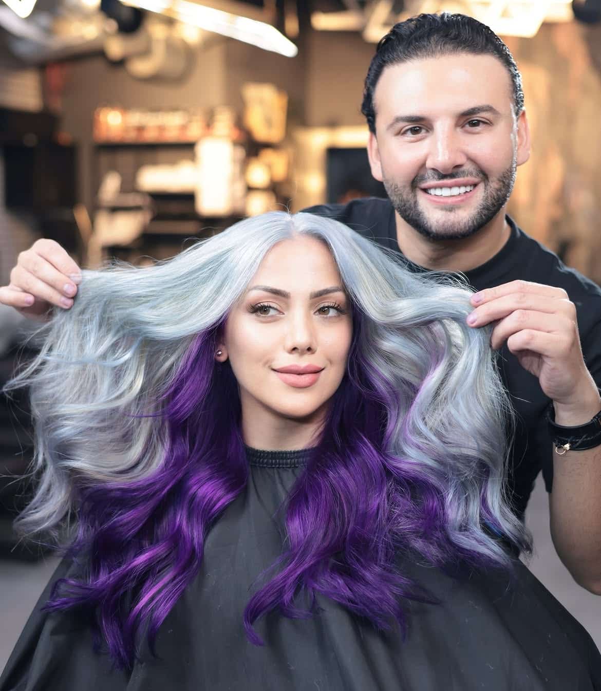 22. Silver Melt with Royal Purple Ends