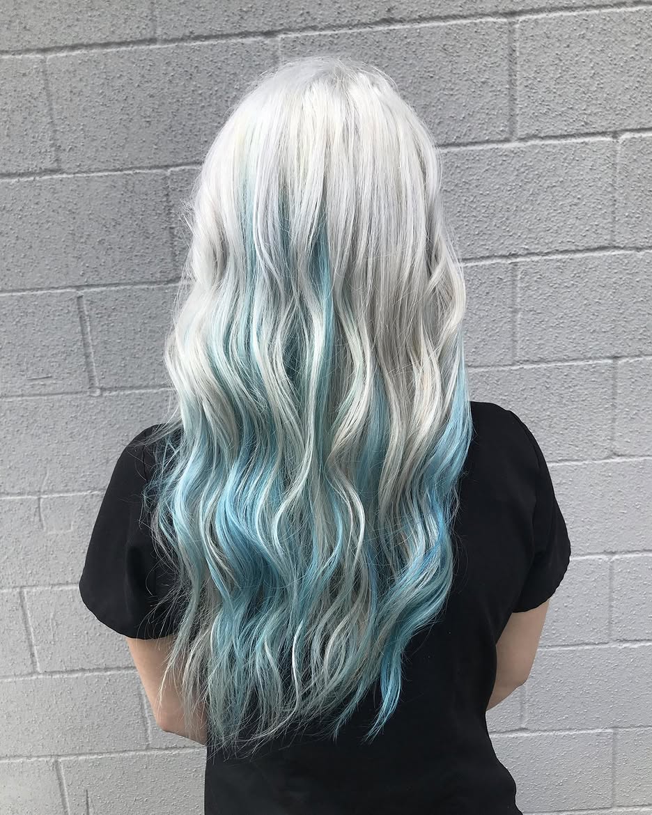 6. Silver Waves with Hidden Pastel Blue Ribbons