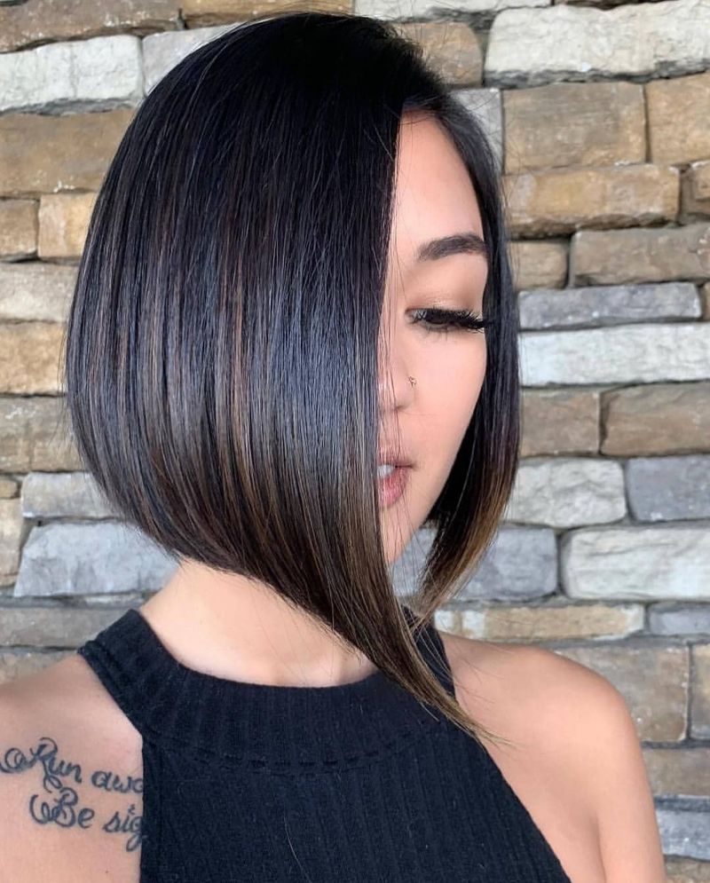 50. Sleek Asymmetrical Angled Bob