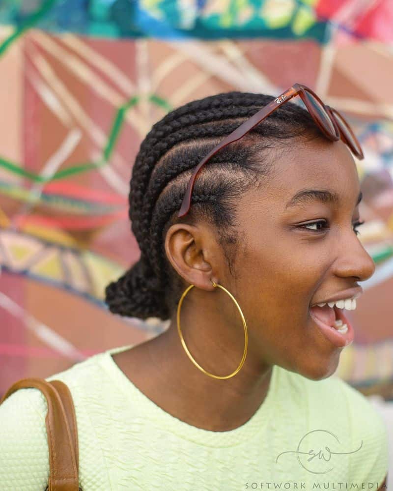 22. Sleek Cornrows with Low Bun