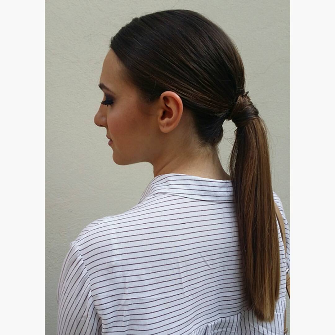 4. Sleek Low Ponytail with Hair Wrap